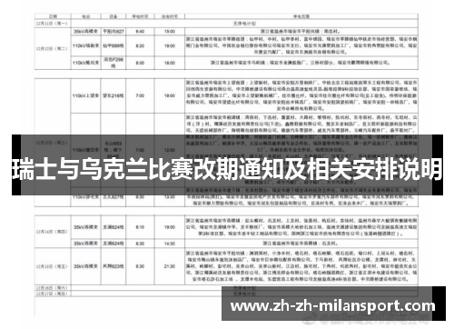 瑞士与乌克兰比赛改期通知及相关安排说明